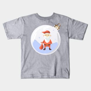 Santa Claus with gift bag in Christmas bauble Kids T-Shirt